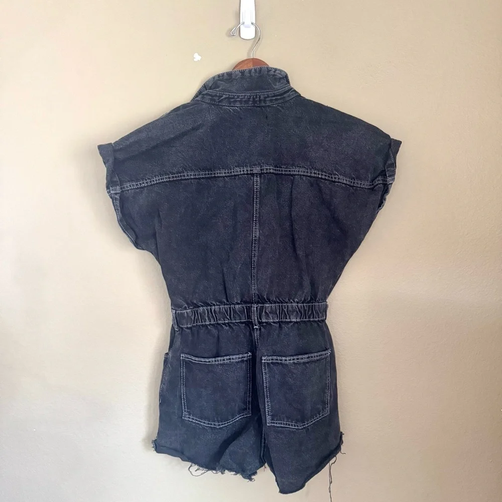 Cotton On Denim Short Sleeve Button Front Playsuit Black Size 4 - Picture 6 of 6